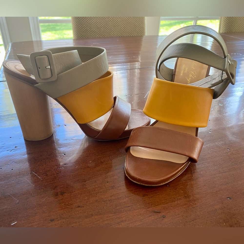 Robert Clergerie Leather Striped Sandals
